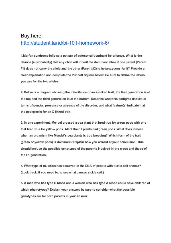BI 101 Homework 6 Park University