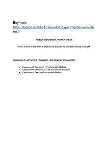 BI 101 Week 1 Experiment Answer Sheet