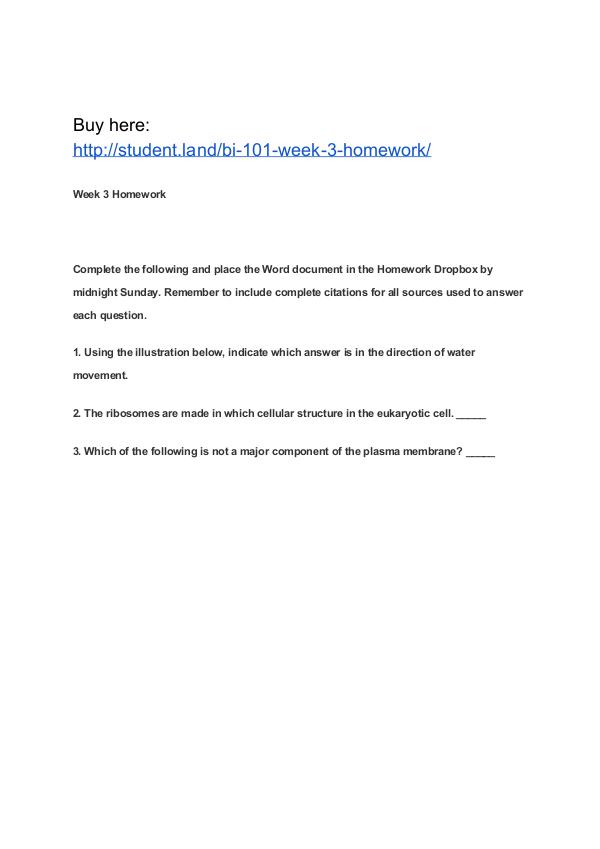 BI 101 Week 3 Homework Park University