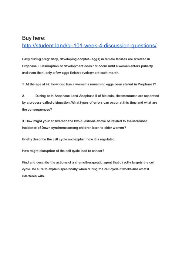 BI 101 Week 4 Discussion Questions Park University