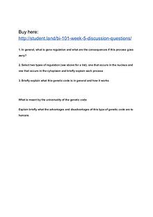 BI 101 Week 5 Discussion Questions