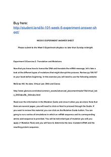 BI 101 Week 5 Experiment Answer Sheet