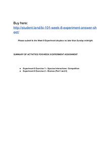 BI 101 Week 8 Experiment Answer Sheet