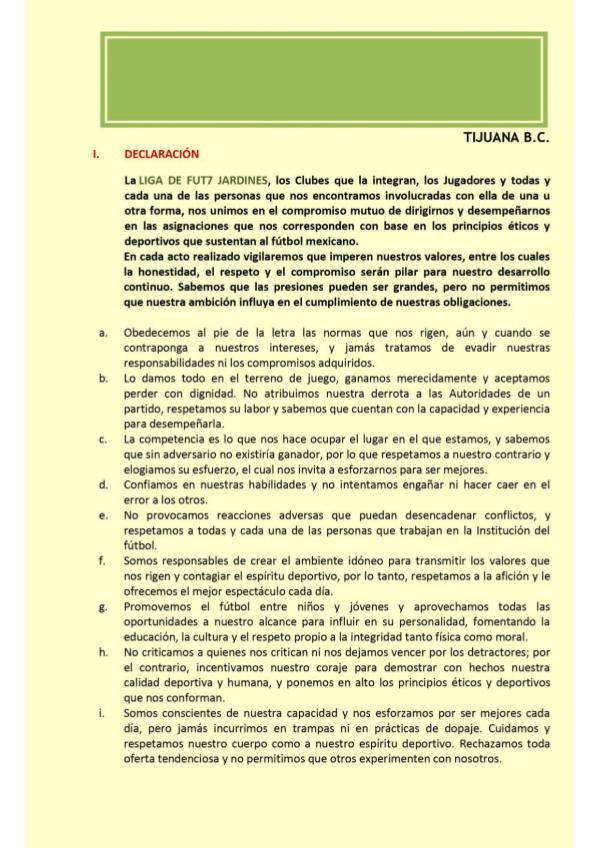 Reglamento LIGA FUT7 JARDINES Tijuana 1ra edición.
