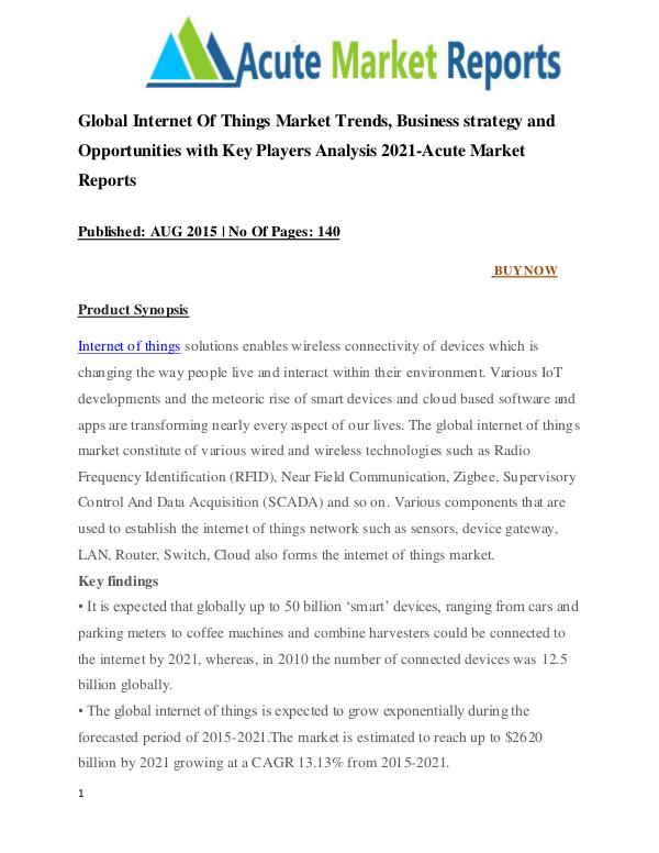 Global Internet Of Things Market Research Report Global Internet Of Things Market Report
