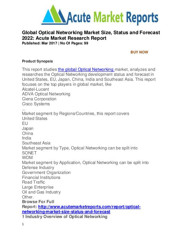 Global Optical Networking Market Global Optical Networking Market