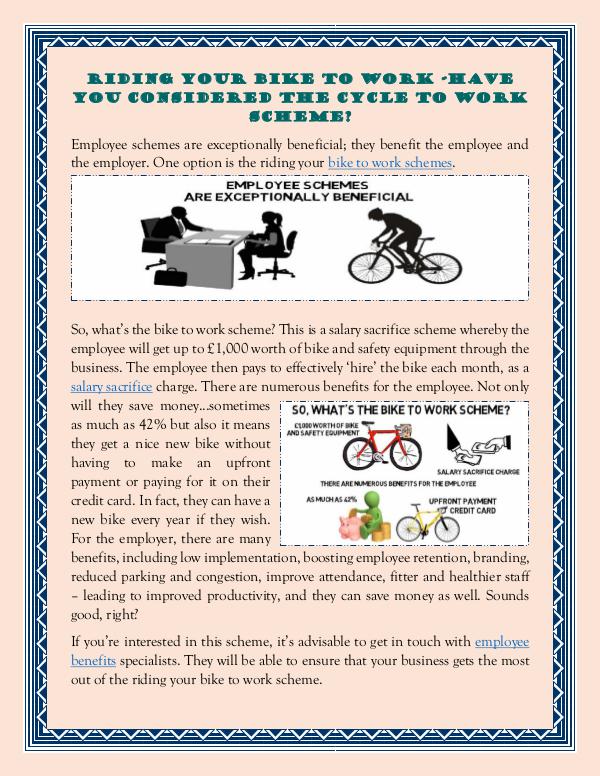 Riding Your Bike To Work -Have You Considered The Cycle To Work Schem Riding Your Bike To Work -Have You Considered The