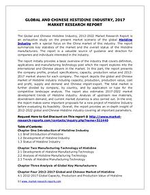 Histidine Market 2012-2022 Global Key Manufacturers Analysis Review