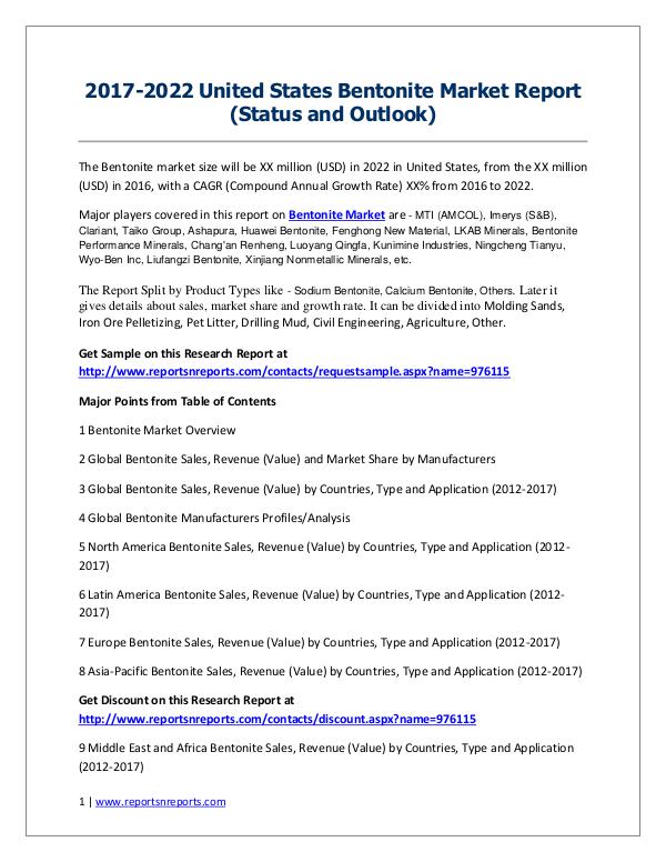 2017-2022 United States Bentonite Market Report (S