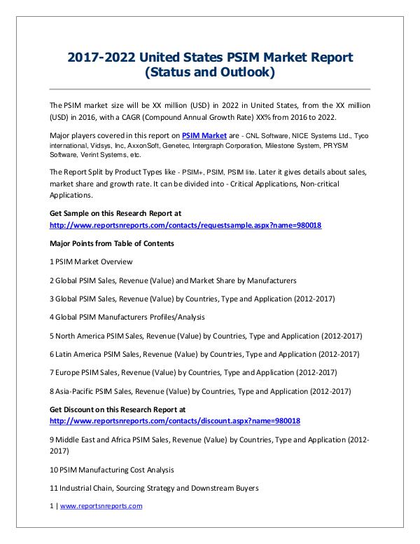 PSIM Market 2017 Analysis, Trends and Forecasts 2022 2017-2022 United States PSIM Market Report (Status