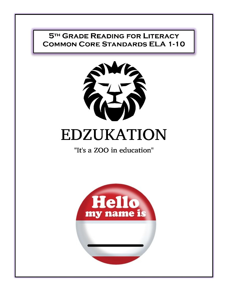 5th Grade Common Core ELA Volume 1