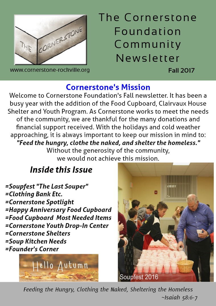 Cornerstone Foundation Digital Community Newsletter Cornerstone Newsletter Fall 2017