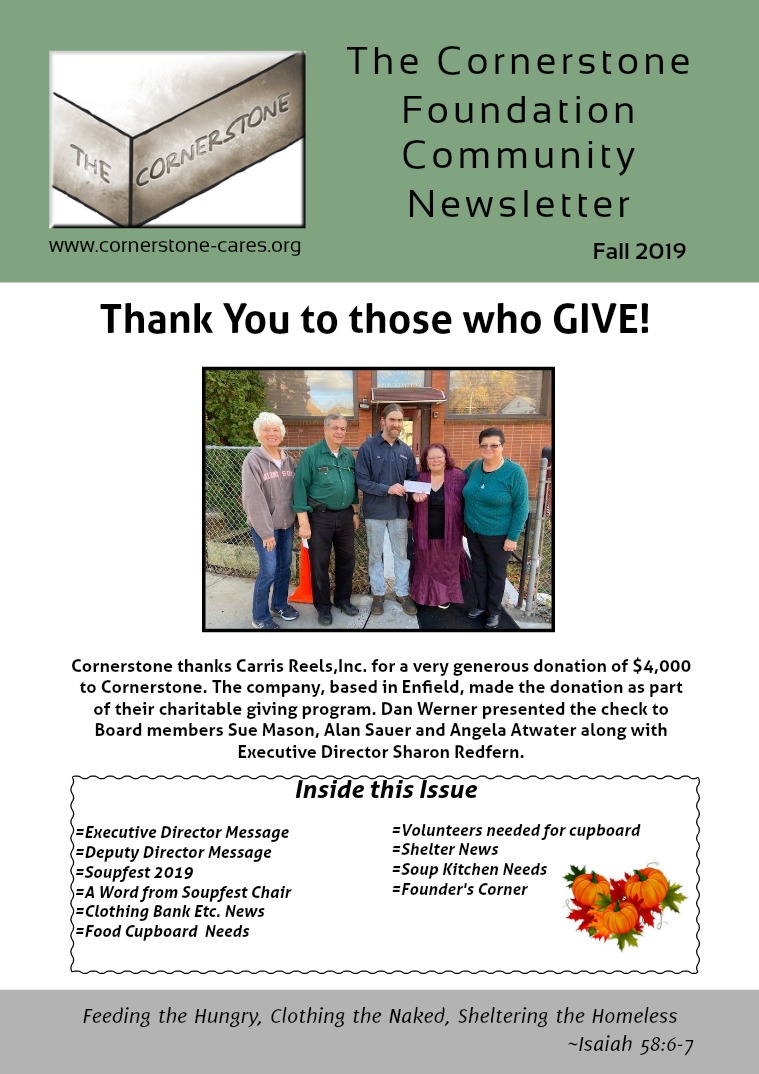 Cornerstone Foundation Digital Community Newsletter Cornerstone Newsletter Fall 2019