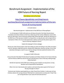 Benchmark Assignment - Implementation of the IOM Future of Nursing Re