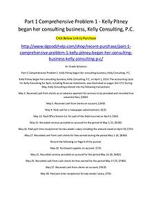 Part 1 Comprehensive Problem 1 - Kelly Pitney began her consulting bu