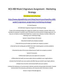 HCS 490 Week 5 Signature Assignment - Marketing Strategy