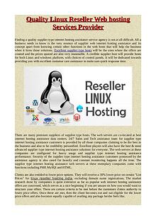 Quality Linux Reseller Web hosting Services Provider