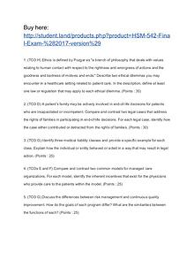 HSM 542 Final Exam (2017 version)