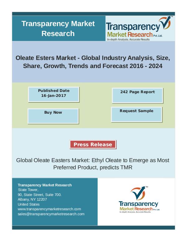 Propylparaben Market Size, Share | Industry Trends Analysis Report, 2 Oleate Esters Market - Global Industry Analysis,Tr