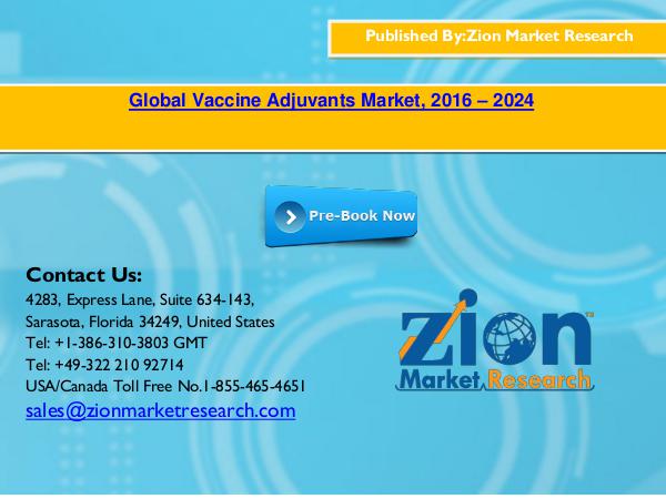 Global Concrete Repair Mortars Market, 2016 – 2024 Global Vaccine Adjuvants Market, 2016 – 2024