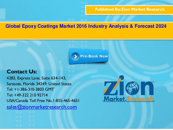 Zion Market Research Global Epoxy Coatings Market, 2016–2024