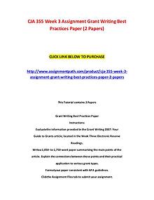 CJA 355 Week 3 Assignment Grant Writing Best Practices Paper (2 Paper