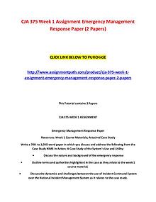 CJA 375 Week 1 Assignment Emergency Management Response Paper (2 Pape