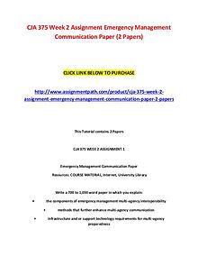 CJA 375 Week 2 Assignment Emergency Management Communication Paper (2