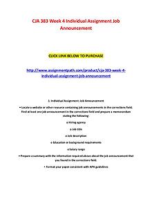 CJA 383 Week 4 Individual Assignment Job Announcement