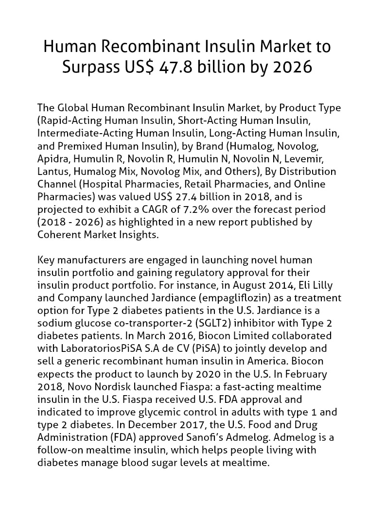 Human Recombinant Insulin Market