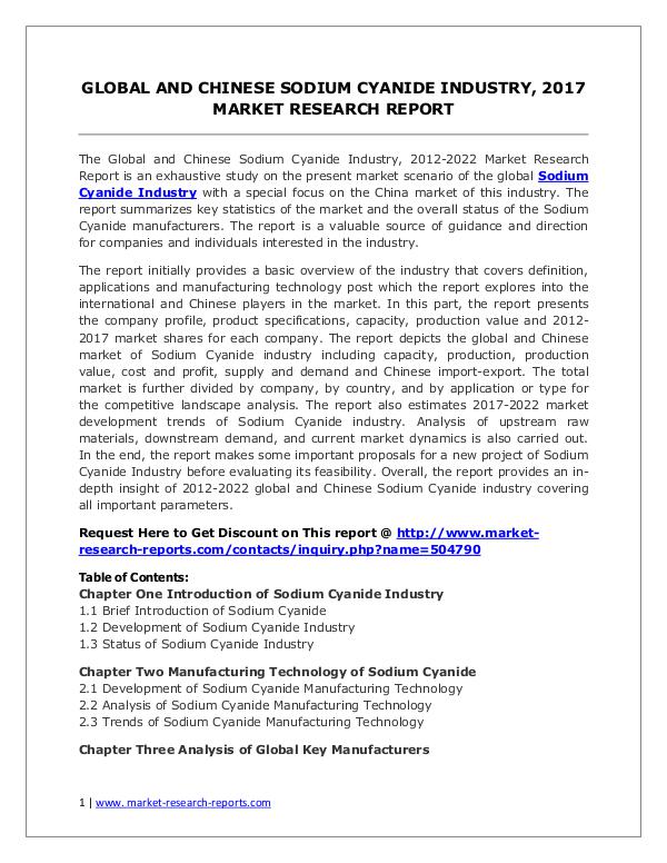 Sodium Cyanide Market Trends and 2022 Forecasts for Manufacturers Global Sodium Cyanide Industry Analyzed in New Mar