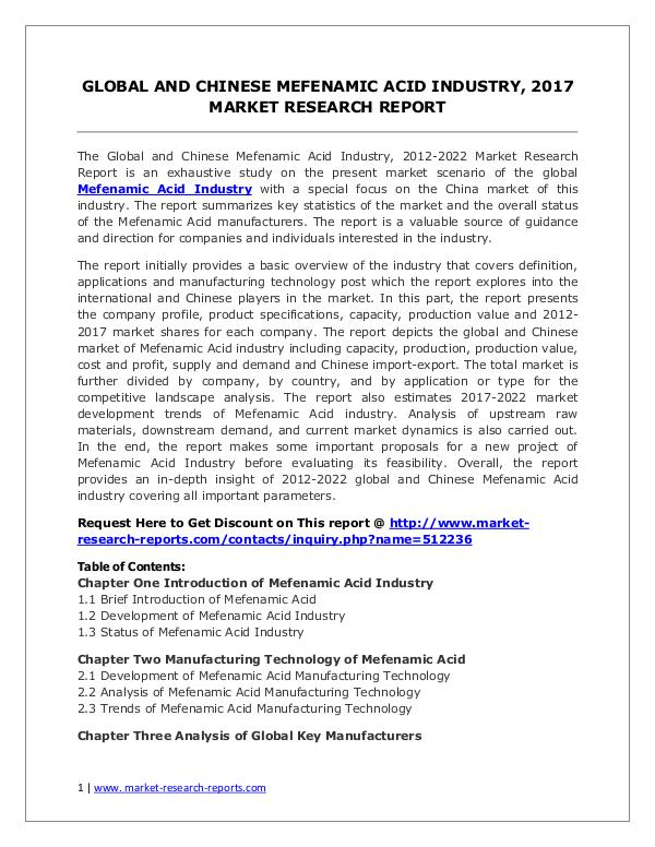 Mefenamic Acid Market Trends and 2022 Forecasts for Manufacturers Global Mefenamic Acid Industry Analyzed in New Mar
