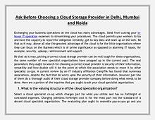 Ask Before Choosing a Cloud Storage Provider in Delhi, Mumbai and Noi