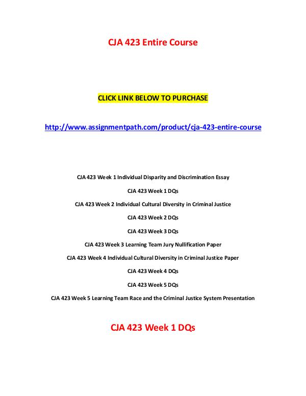 CJA 423 Assignments CJA 423 Entire Course