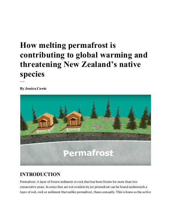 Melting Permafrost Melting Permafrost and its Effects