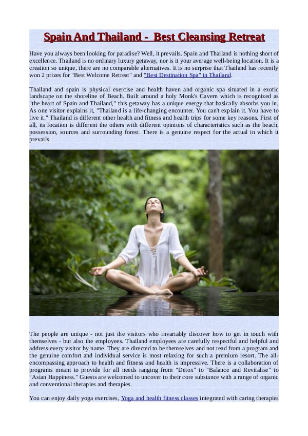 Spain And Thailand -  Best Cleansing Retreat