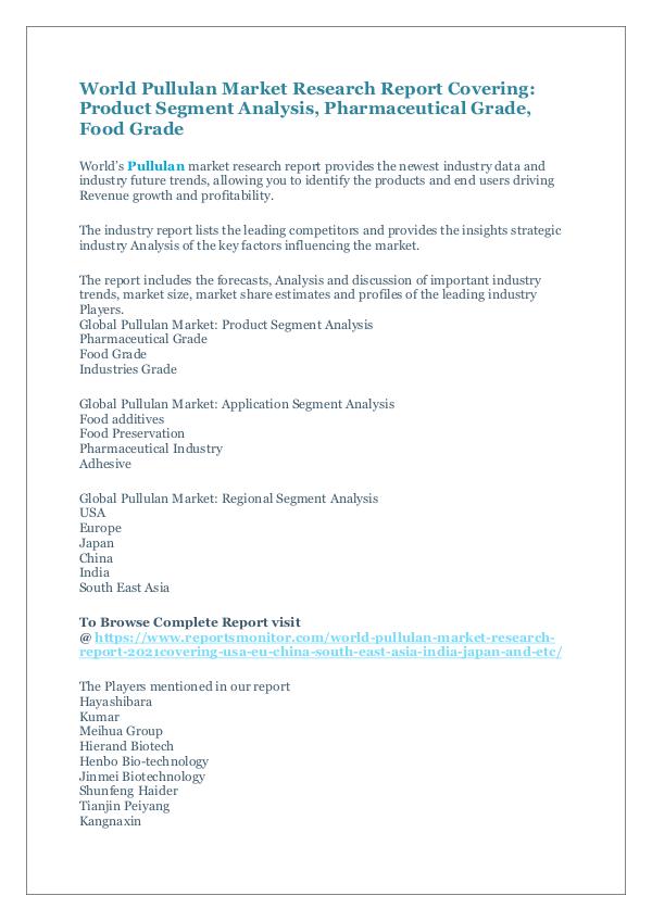 World Pullulan Market Research Report 2017