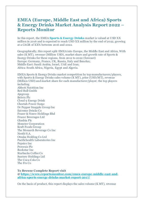 Market Research Reports EMEA Sports & Energy Drinks Market Report