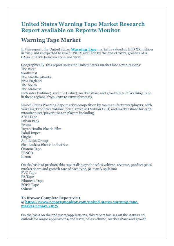 United States Warning Tape Market Research Report