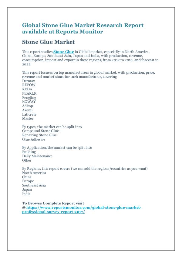 Market Research Reports Global Stone Glue Market Research Report 2017