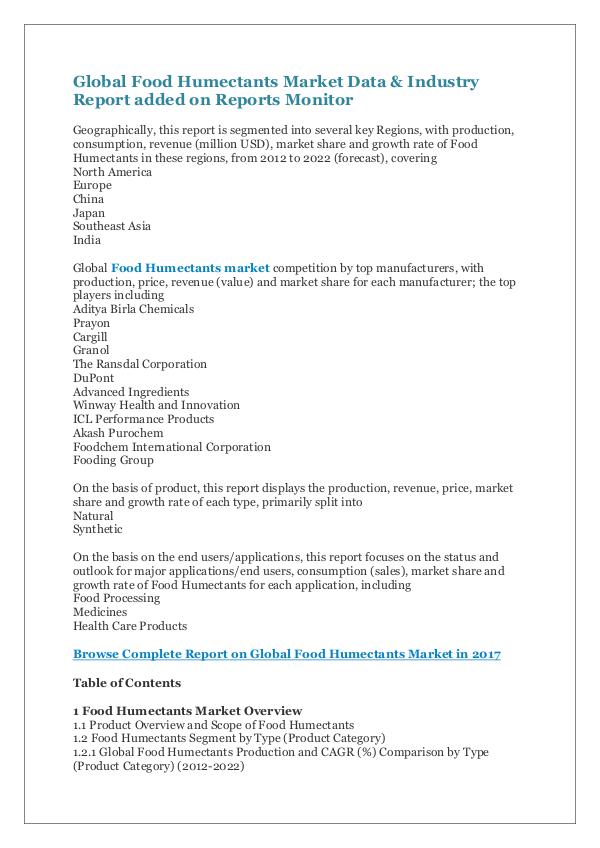 Food Humectants Market Data & Industry Report