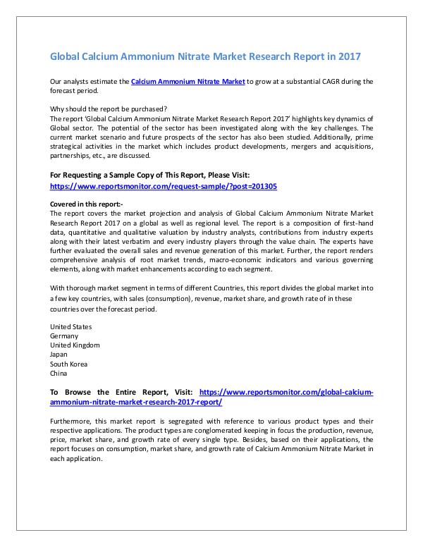 Market Research Reports Calcium Ammonium Nitrate Market Research Report
