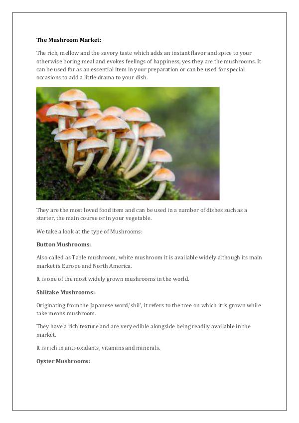 Market Research Reports Global Mushroom Market Research Report 2018