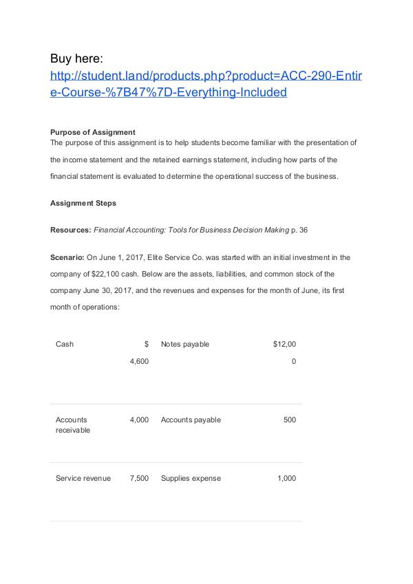 ACC 290 Entire Course / Everything Included ACC 290 Entire Course