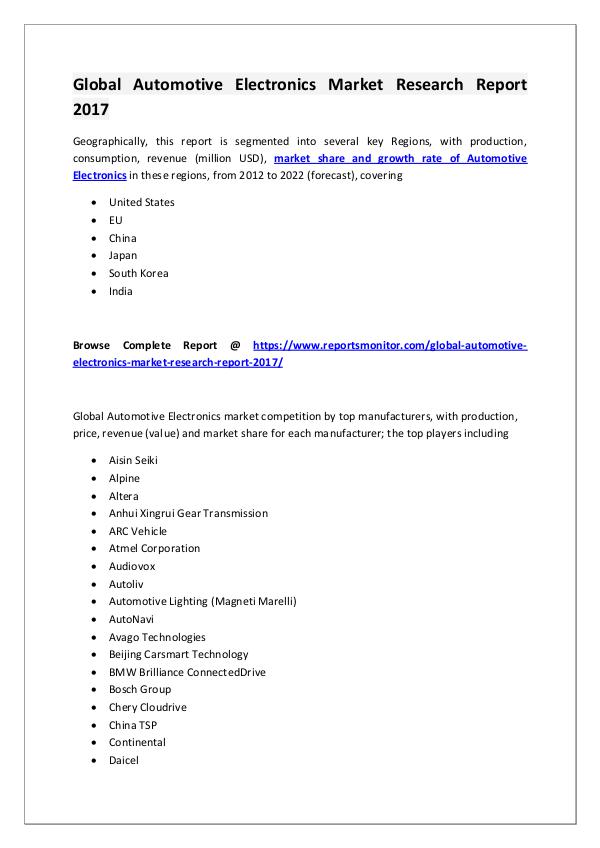Automotive Electronics Market Research Report