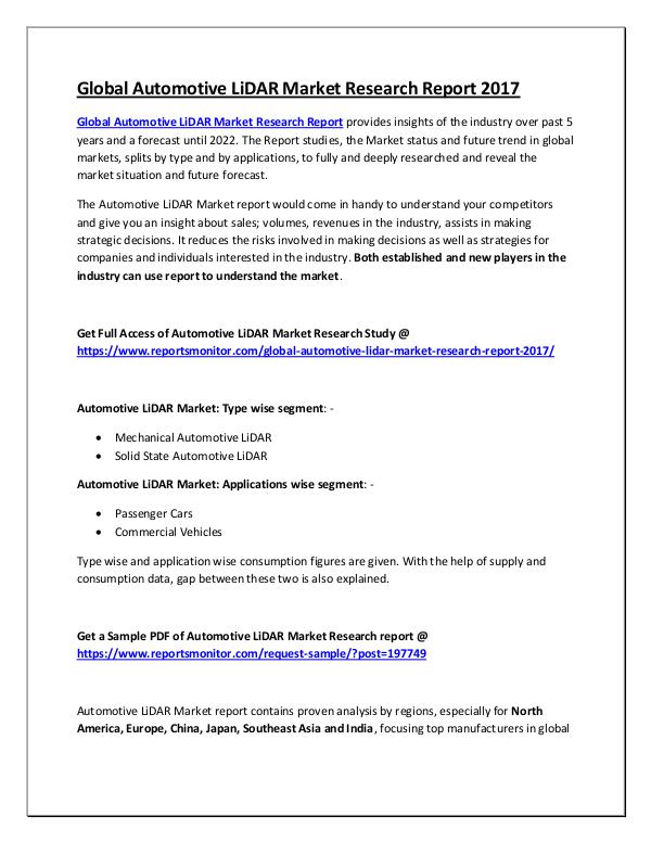 Global Automotive LiDAR Market Research Report