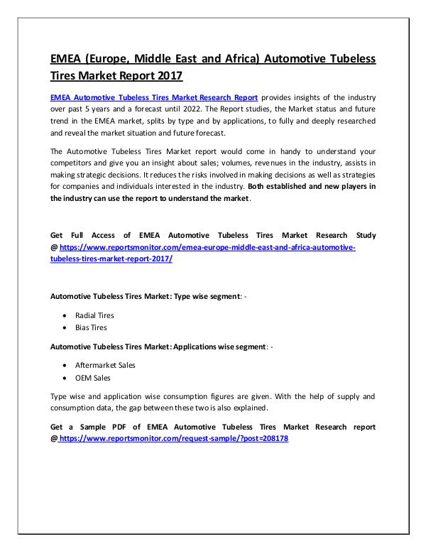 EMEA Automotive Tubeless Tires Market Report