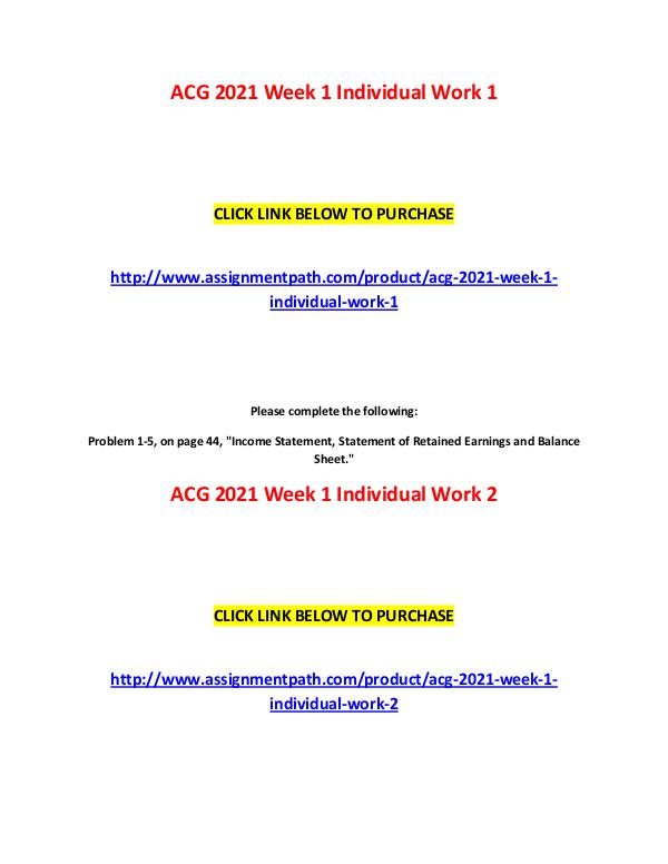 ACG 2021 Assignments ACG 3073 Week 1 Individual Work