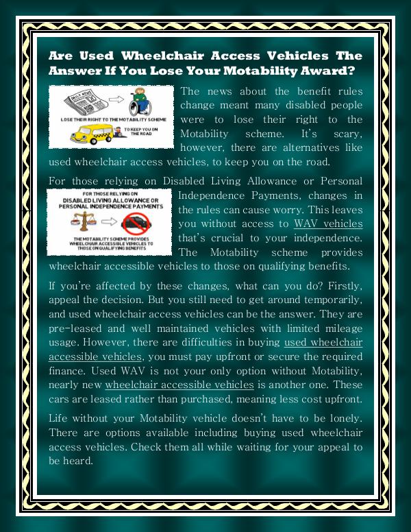 Used Wheelchair Accessible Vehicles Used Wheelchair Accessible Vehicles