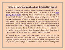 General Information about Ac distribution board